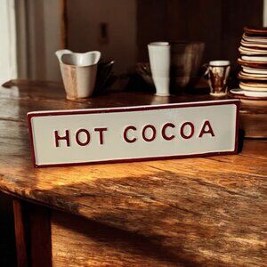 Magnolia Hearth & Hand Metal "Hot Cocoa" sign 11" x 3" Easel - Coffee Station
